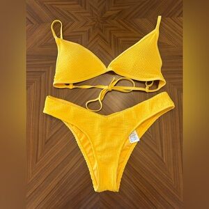 Abercrombie Yellow Textured Bikini Set